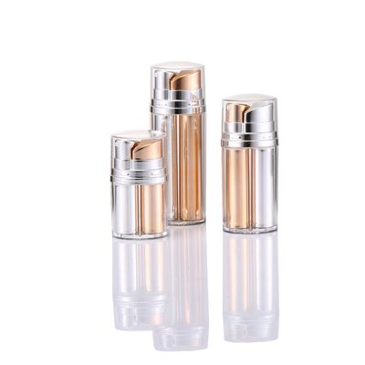 2 X 10 ml Bottiglia di plastica senza aria 20 ml Bottiglie di pompa senza aria a doppio tubo Bottiglie aspiratrici per la cura della pelle