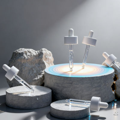 Flacone contagocce in vetro nero smerigliato trasparente per oli essenziali con personalizzazione della stampa del logo